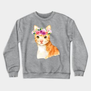 Floral Cat Kitten Mom Peony Roses Gift Crewneck Sweatshirt